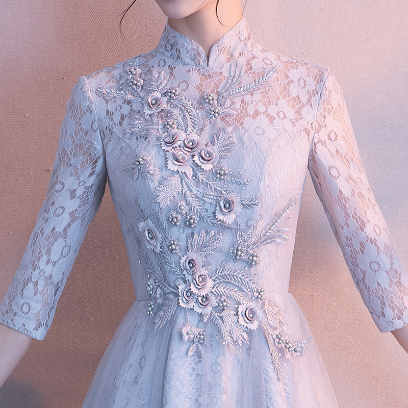 Outono novo anfitrião elegante atmosfera digna princesa banquete vestido de emagrecimento