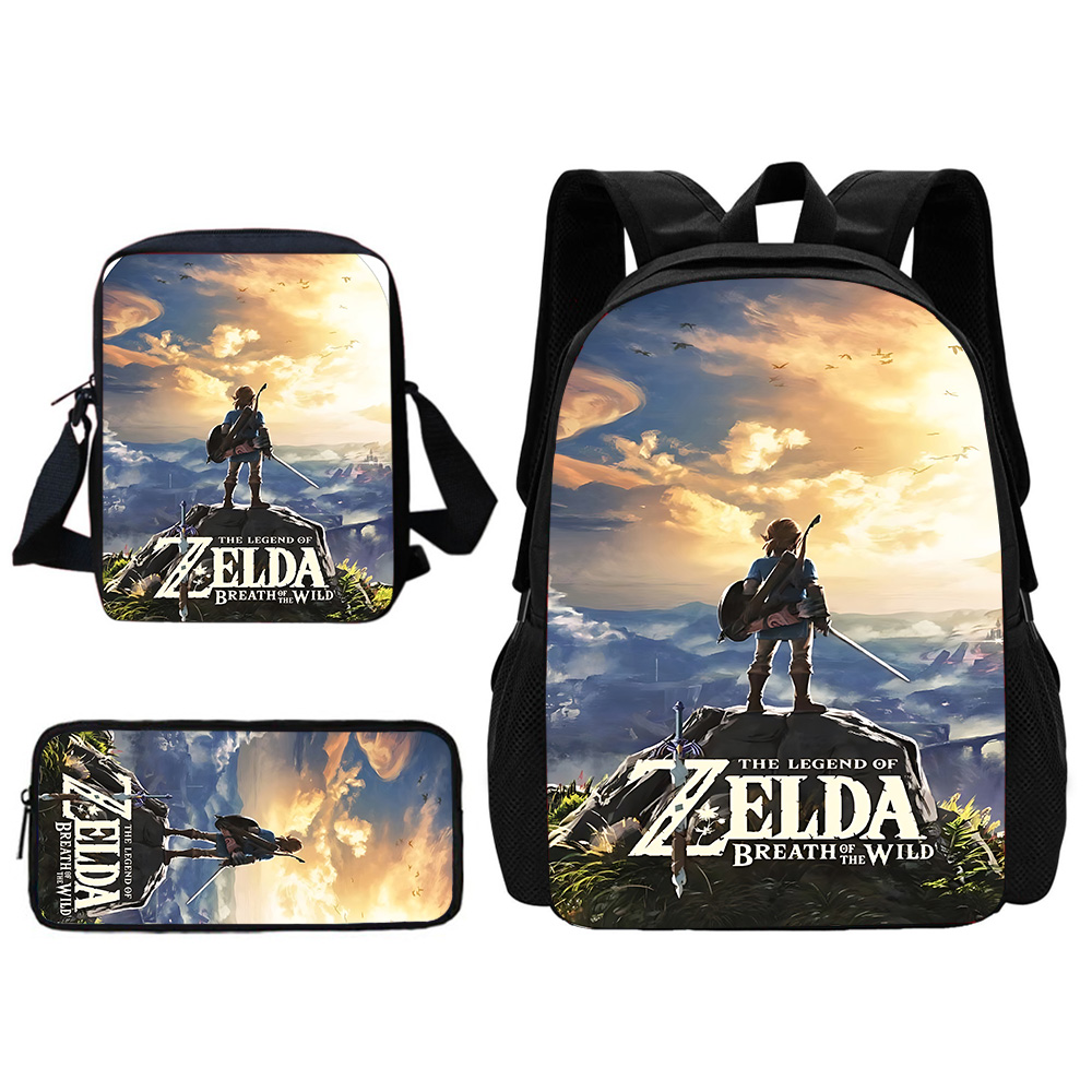Juego de 3 piezas de The Legends of Zeldas para niños, mochila escolar con bolso de hombro, bolsas de lápices, mochilas escolares para niños y niñas, el mejor regalo