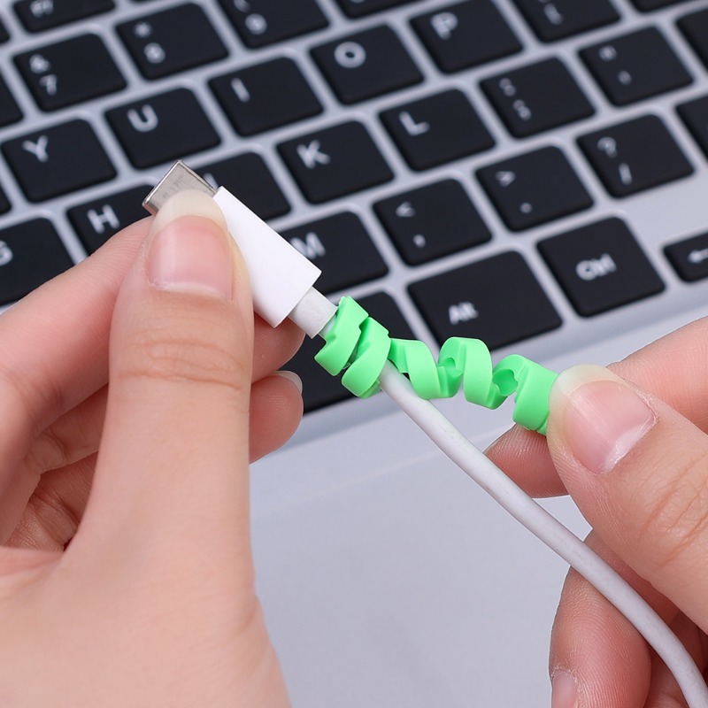 12-1Pcs 케이블 보호기 실리콘 충전 케이블 나선형 와인 더 와이어 전화 USB 충전기 케이블 보호 커버 케이블 와인 더 클립