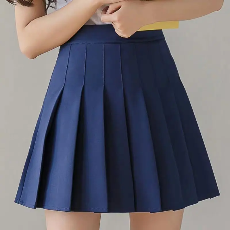 Gonna a pieghe da donna stile preppy a vita alta minigonna a trapezio gonna da ragazza scolastica gonna uniforme JK gonna a pieghe nera taglie forti
