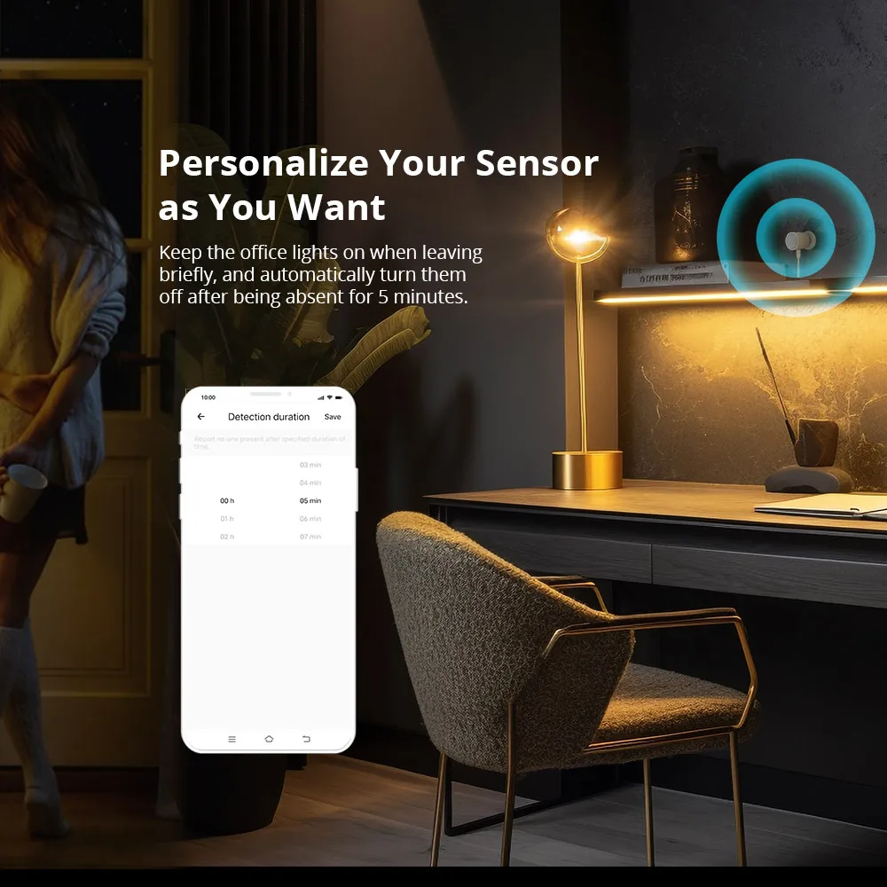 SONOFF SNZB-06P Zigbee Human Presence Sensor 5.8GHz Microwave Radar Smart Home Works with Alexa Google Home IHost ZB Bridge-P
