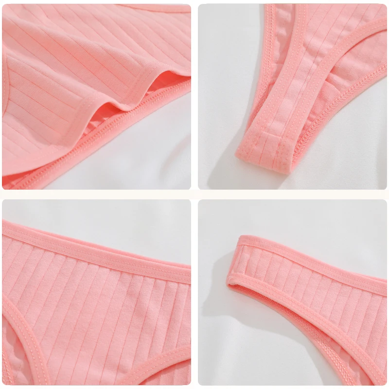 6 Pz/set Tessuto di Cotone delle Donne Perizoma Mutandine Femminile A Coste A Vita Bassa G-String Signore Bikini Sexy di Colore Solido Morbido Intimo S-XL