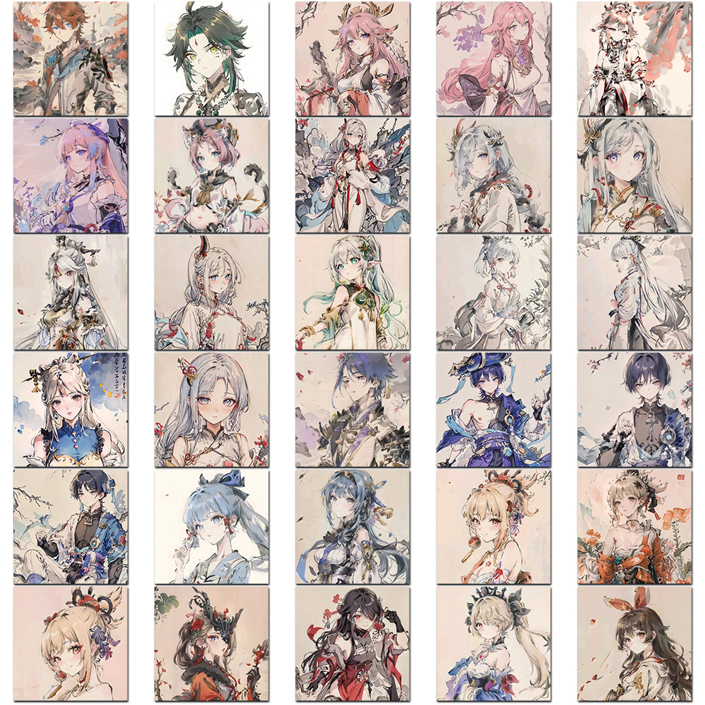 10/30/62 個ヴィンテージ漫画原神インパクトステッカーデカール装飾荷物スクラップブッキングラップトップ防水レトロゲームステッカー