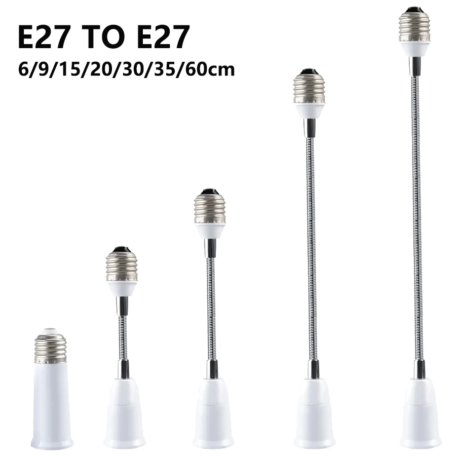 Elastyczny przedłużacz żarówki LED E27 do E27 20CM 30CM 40CM 50CM 60CM Gniazdo światła LED Podstawa lampy Konwerter Uchwyt żarówki