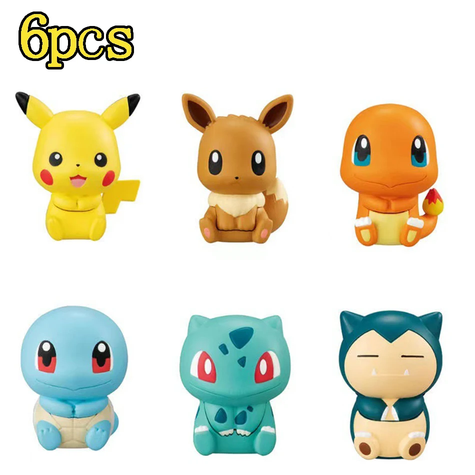 6 pçs pokemon figura pikachu charmander squirtle anime dos desenhos animados boneca brinquedos para meninos meninas crianças figura de ação brinquedo