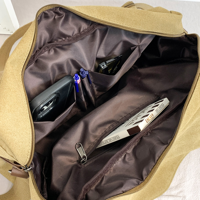 Large Capacity Briefcases Men Travel Bags Canvas Weekend Shoulder Bags Multifunctional Messenger Tote Bags With Long Strape