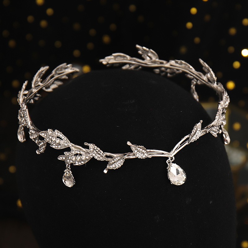 Tiaras de coroa de fada vintage, folhas de cristal, elfo, bandana, acessórios de cabelo para mulheres, fantasia, joias de cabelo