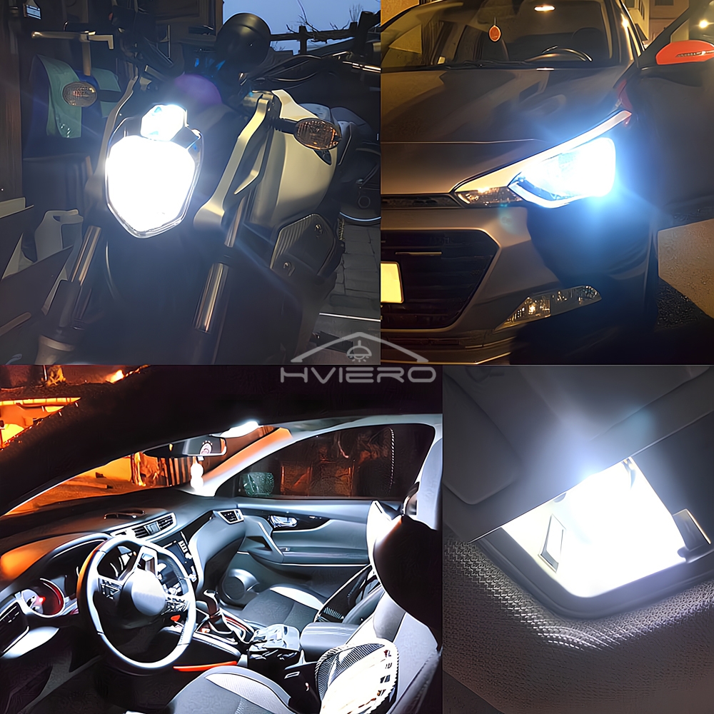 10 pz Vetro Cob LED Lampadine Per Auto W5W 194 T10 Cuneo Lampada Targa Cupola Luce Bianca Auto Interni Lettura Corsa Parcheggio Backup