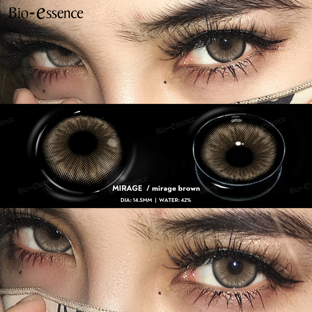 Bio-essencia 0 ~-6,00 Colorcon 1 par de lentes coreanas lentes de contacto de colores con lentes marrones de grado lentes para miopía lentes naturales