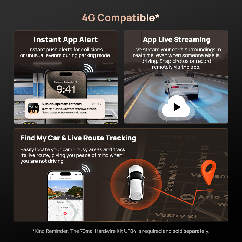 Новый видеорегистратор 70mai 4K A810S HDR Суперконденсатор 4G LTE Wi-Fi 6 Голосовое управление GPS ADAS 70mai A810S Обновленная версия 70mai A810