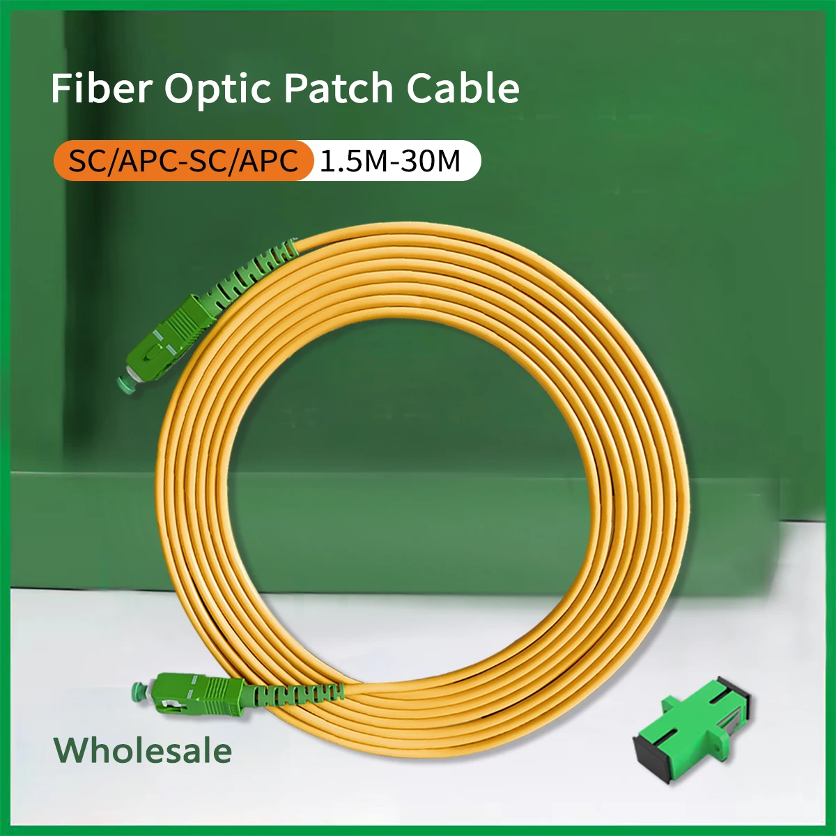 Wholesale Fiber Optic Cables 1.5/2/3/5/10/15/20/30M SC/APC-SC/APC Indoor FTTH  Indoor FTTH Simplex Mode Fiber Optic Connectors