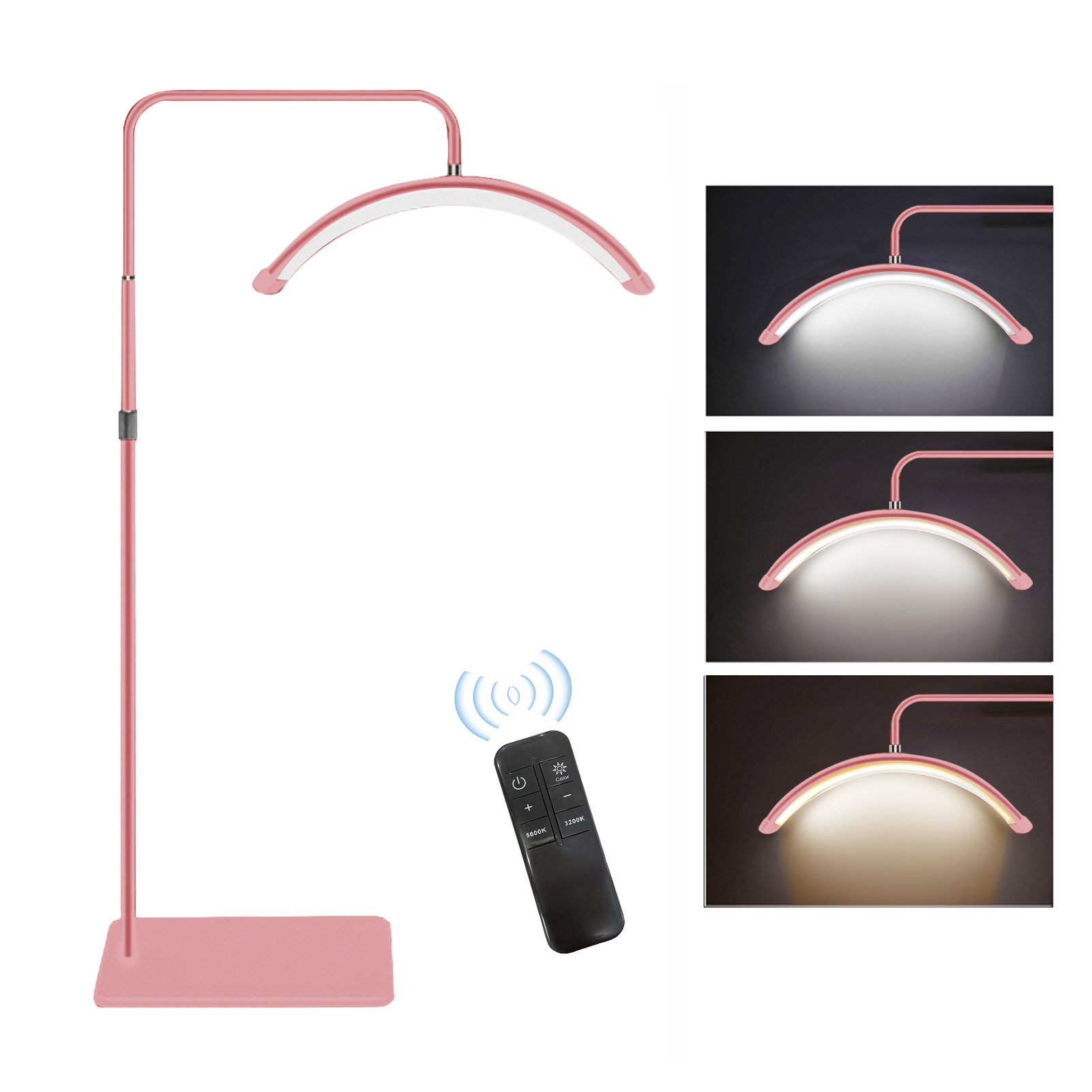 Andoer HD-M6X 36W Podłogowa lampa wideo LED w kształcie półksiężyca Światło wypełniające 3200K-5600K Możliwość przyciemniania z metalowym stojakiem oświetleniowym 180 cm / 70,9 cala