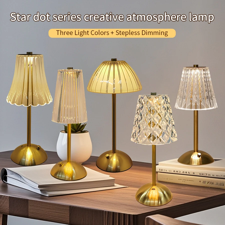 Lámpara de mesa LED con Sensor táctil, luz nocturna regulable para escritorio, lámpara de lectura inalámbrica recargable para decoración de Hotel, Bar y dormitorio