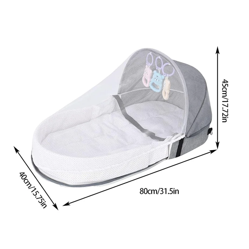 SHGO-Portable Baby Crib Folding Bed With Net And Awning Nest For Camping For Baby Bed Bassinet For Infant