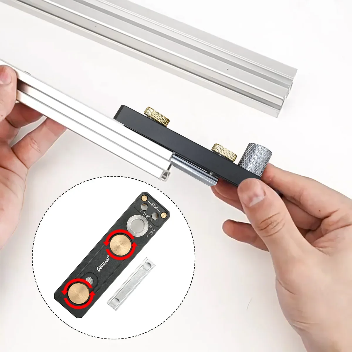Aluminum Profile Track Drill Guide for Vertical Puncher for 20#30#40# Aluminum Profiles, With Sliders and M6 Countersunk Step Dr