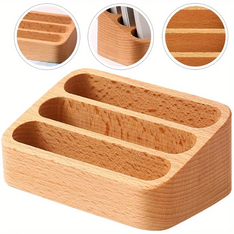 Holz Desktop Visitenkarte Display Stand Memo Halter Aufbewahrungsbox Holz Karten Organizer für Büro