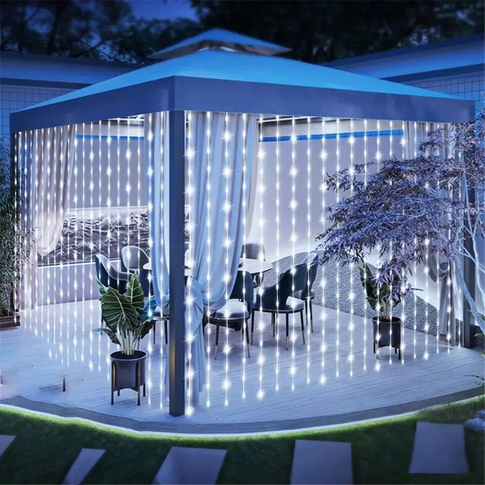 3/6 m LED Solar Vorhang Licht Außenterrasse Dekor Party Lichter Urlaub Dekor für Garten Fee Lichterketten Weihnachten 2024