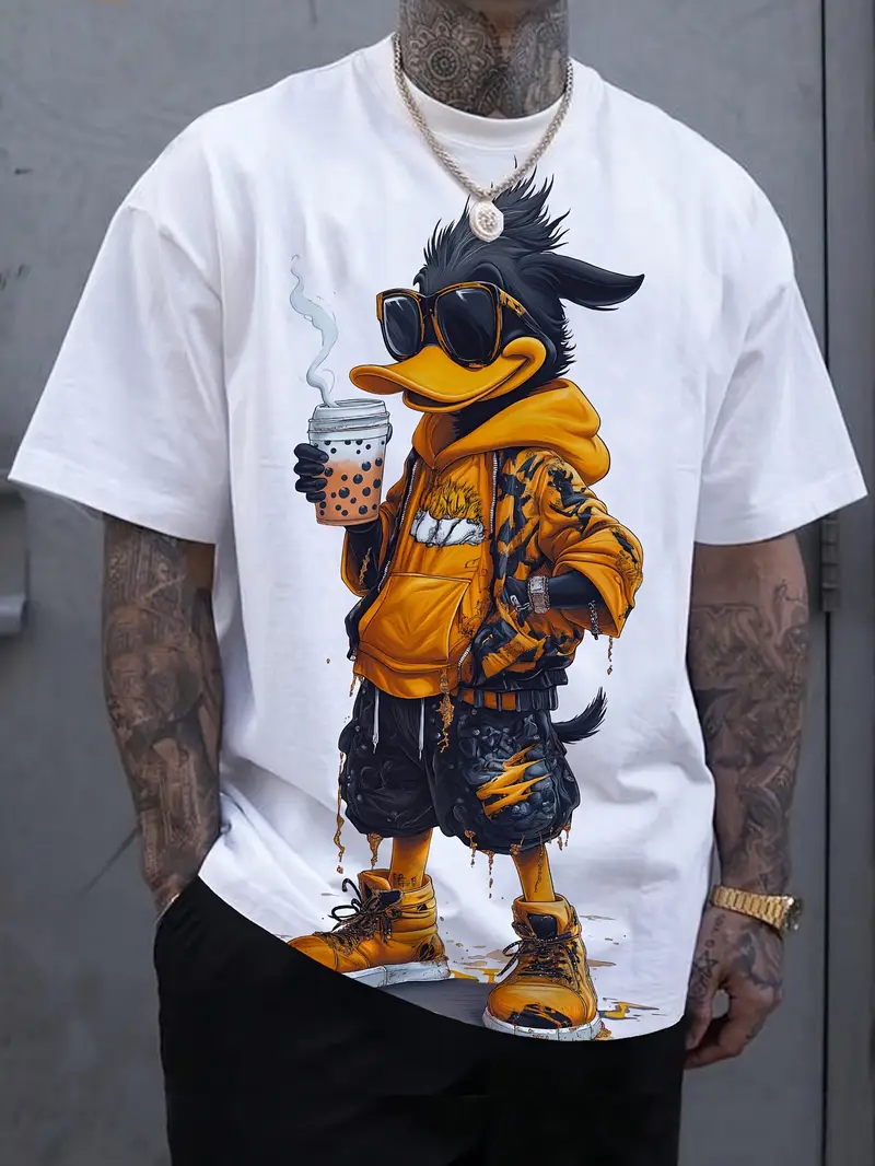 メンズ漫画プリントTシャツ,カジュアル半袖セーター,特大のアウトドアウェア,夏のファッション