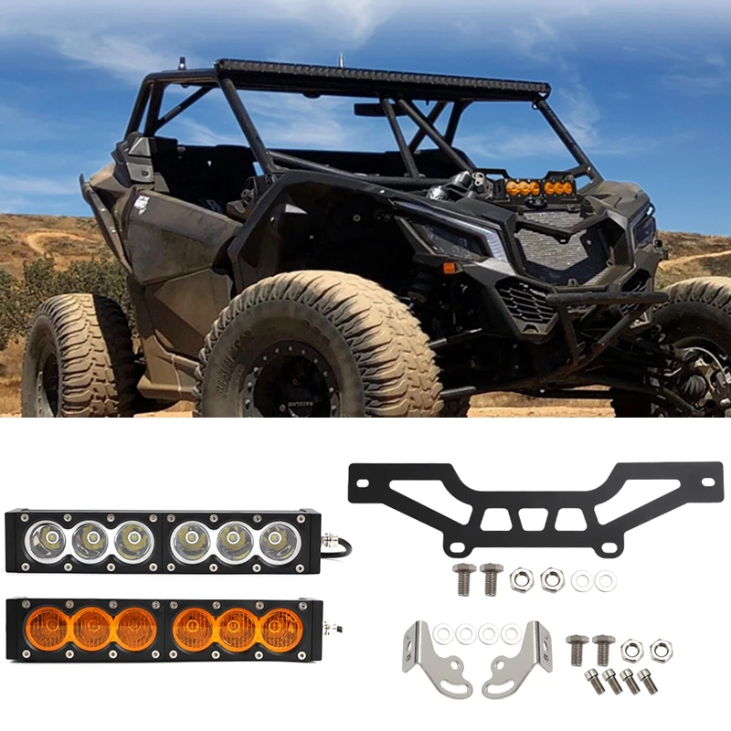 สําหรับ CAN-AM Maverick x3 2016-2023 UTV ด้านหน้ากระจังหน้า LED Light Bar 6000K 3000K เสริมขับรถด้านหน้า Bar Bracket MOUNT