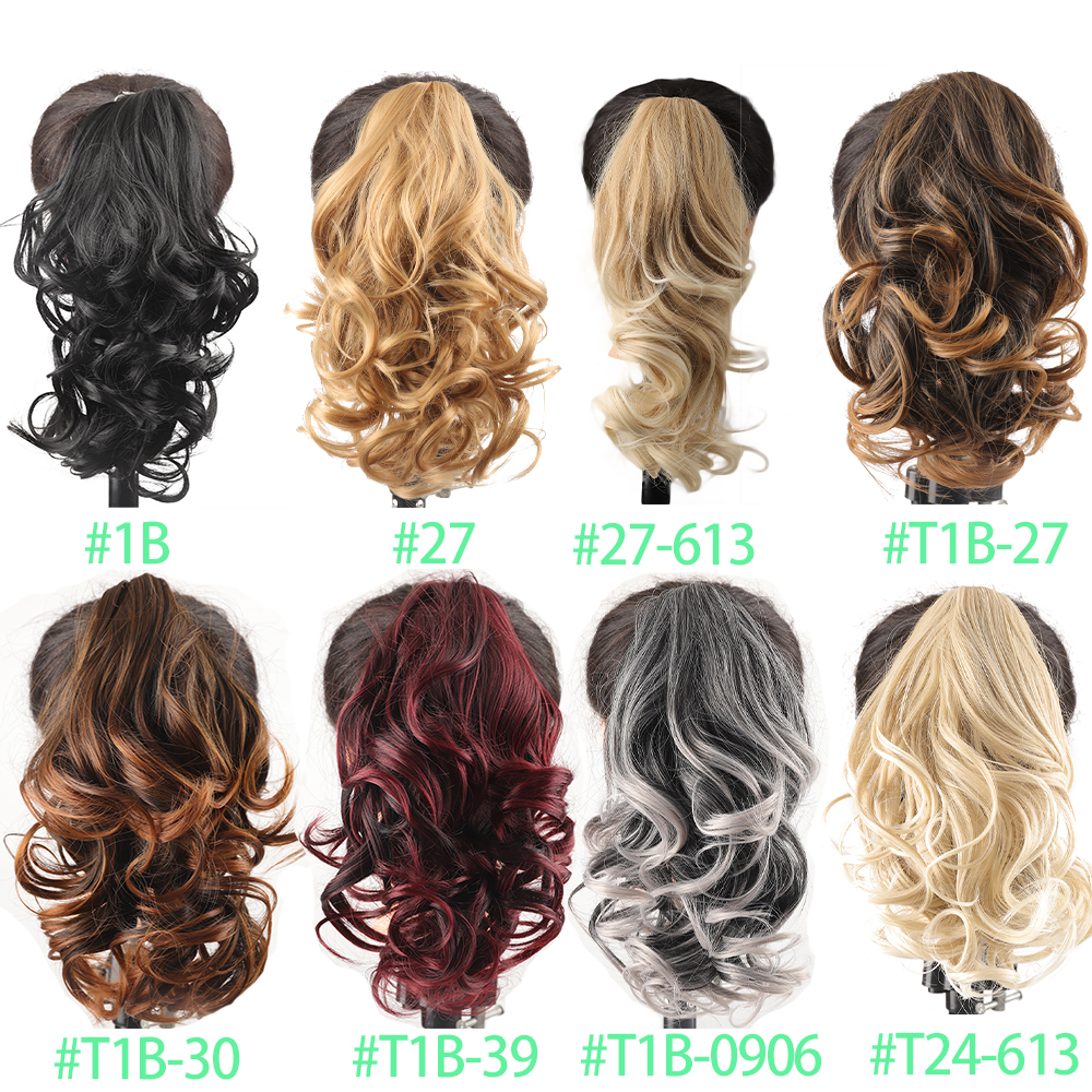 สังเคราะห์ Claw คลิปในหางม้าสั้น CURLY PONY TAIL คลิปบนผมปลอมวิกผม House PONY EXTENSION Hairpiece สําหรับผู้หญิง
