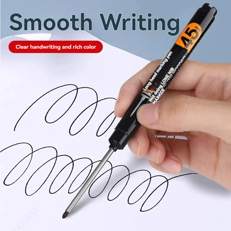 Lot 45mm Waterproof Long Head Nib Deep Hole Markers Pen Tile Carpenter Pen Multi-purpose for Woodworking Black/White/Red Ink