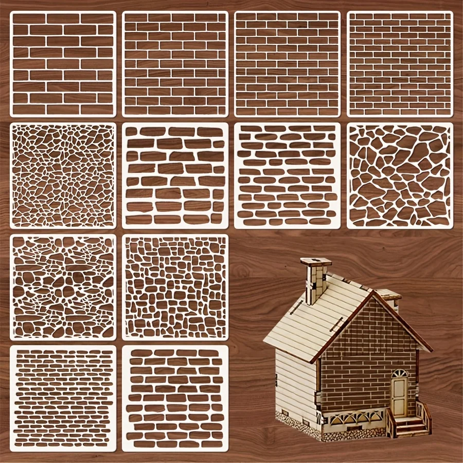 ¡Sem habilidad de maravilla! Paquete de 12 plantillas lavables de 6 "x 6", plantillas de pintura en aerosol reutilizables, garabatos de suelo, decoración del hogar y herramienta para proyectos de arte K