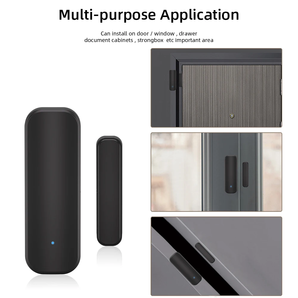 WiFi-deur open gesloten detectoren Tuya-raamsensor met app-melding Waarschuwing Contactsensor voor huisbeveiliging met zwarte kleur