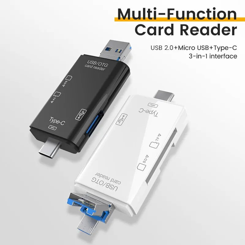 Multifuncional alta velocidade adaptador de transferência, computador móvel Card Reader, Mobile OTG Converter, TF e SD Conversão, USB 3.0 Tipo C, 6 em 1