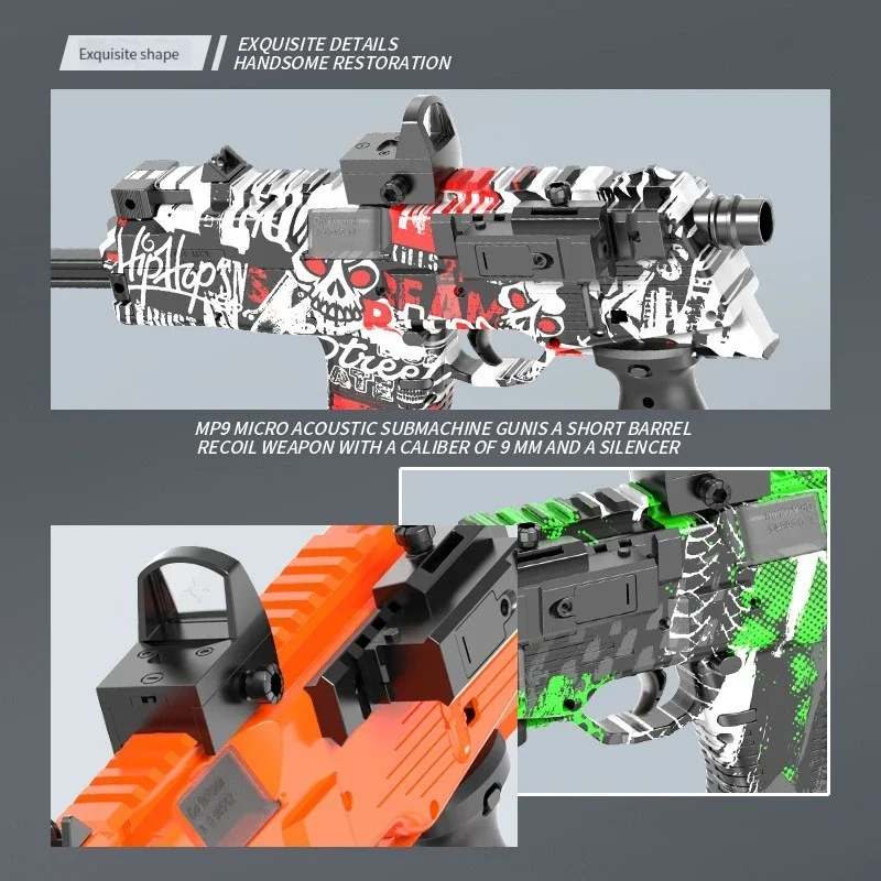 MP9 ปืนของเล่นโฟมไฟฟ้า Dart Blaster ปืน Bullet Submachine ปืนอัตโนมัติ Armas สําหรับผู้ใหญ่เด็กเกมกลางแจ้ง