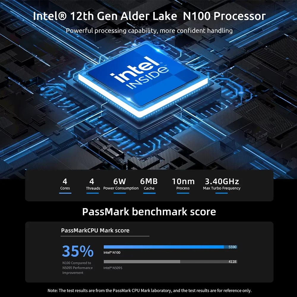 BMAX B4 Plus Mini PC Windows 11 PC Intel N100 16 GB DDR4 512 GB SSD 2*HDMI 1*Type-C Obsługuje 4K@60Hz 750MHz Intel UHD Graphics