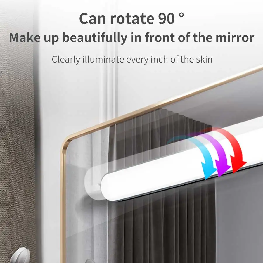Luz LED de maquillaje frontal con espejo, lámpara de lectura con protección ocular, luz nocturna táctil magnética para iluminación de armario y dormitorio
