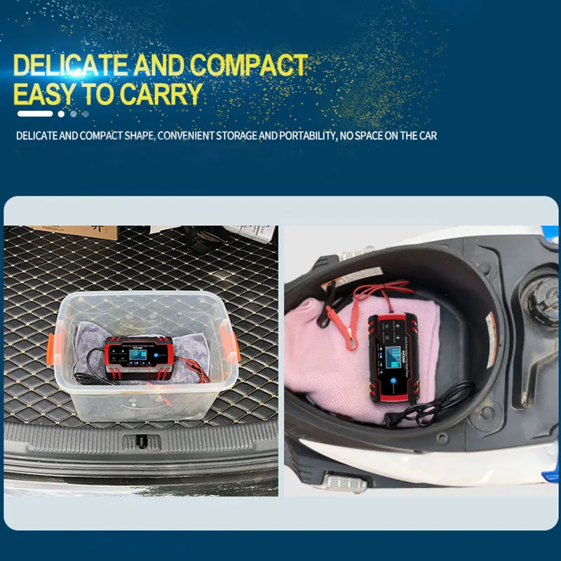 12-24V 6/8A Vollautomatisches Batterieladegerät Digitales LCD-Display Autobatterieladegeräte Power Puls Reparaturladegeräte Nass Trocken Bleisäure