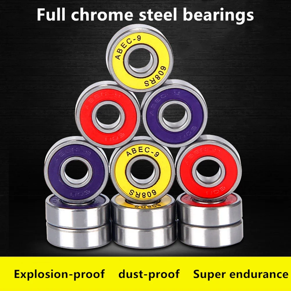 ABEC-7/ABEC-9 608 สเก็ตบอร์ดล้อลูกกลิ้งเหล็กปิดผนึกตลับลูกปืน 8x22x7 มม.สเก็ตบอร์ดแบริ่งสกู๊ตเตอร์อุปกรณ์เสริม
