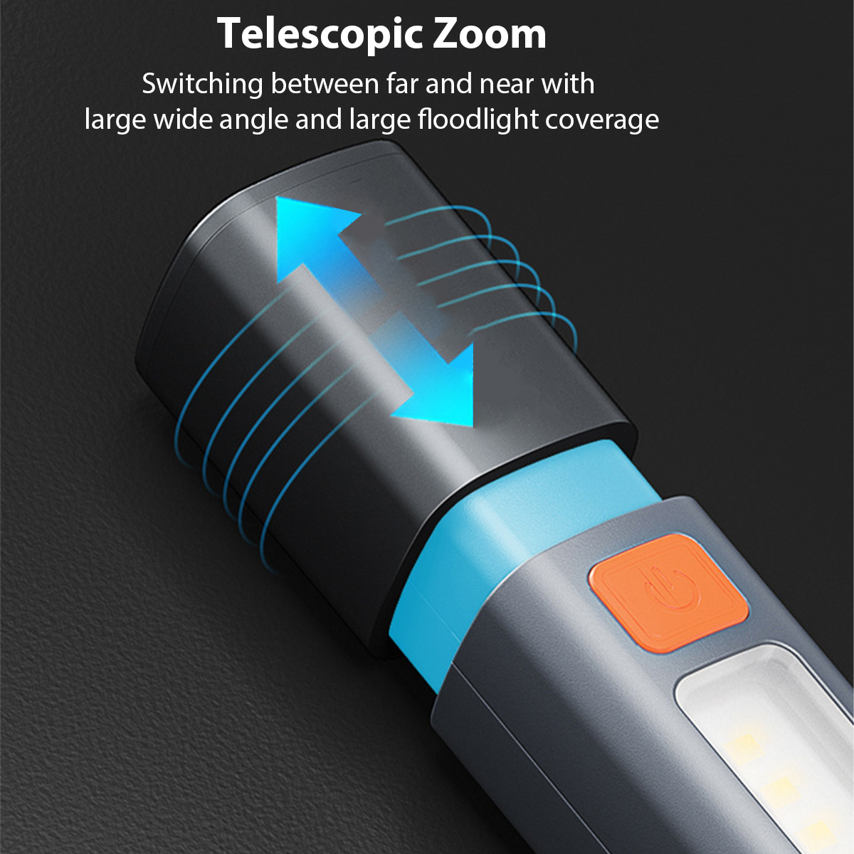 Strong Lighting ABS Flashlamp ชาร์จ USB แบบพกพากลางแจ้งไฟฉายขนาดเล็ก Camping แขวนโคมไฟ Telescopic Focus COB โคมไฟด้านข้าง