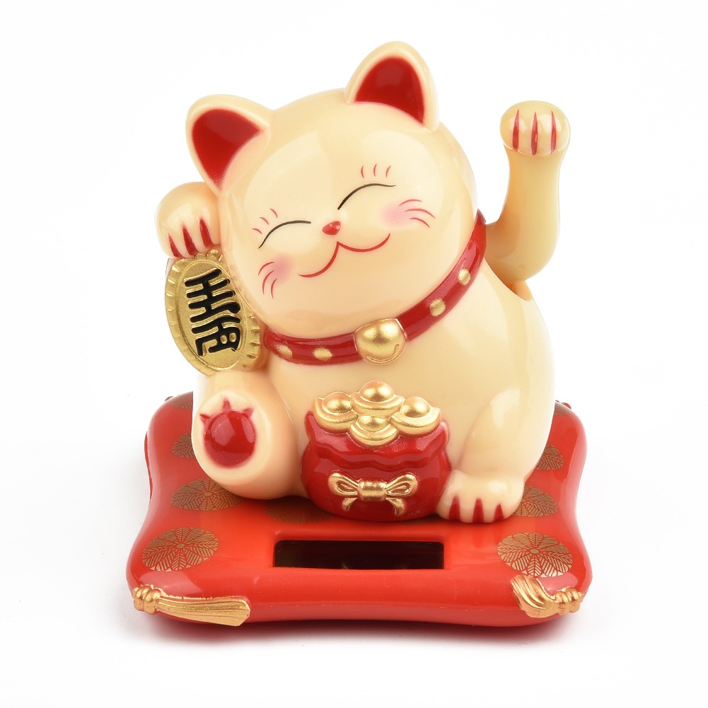 Holiday Seasonal Décor 2.5 Japanese Solar Wave Hand Lucky Cat Car Decorations New Year Figurines & Miniatures Hanging 1pc
