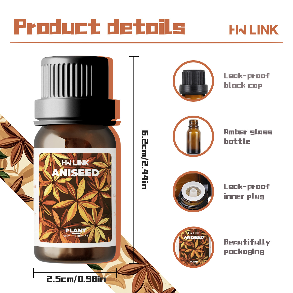 Star Anise Essential Oil Skincare 10ml Natural Aroma | for Diffuser, Candle Making Aromatherapy & Perfume Making Gifts