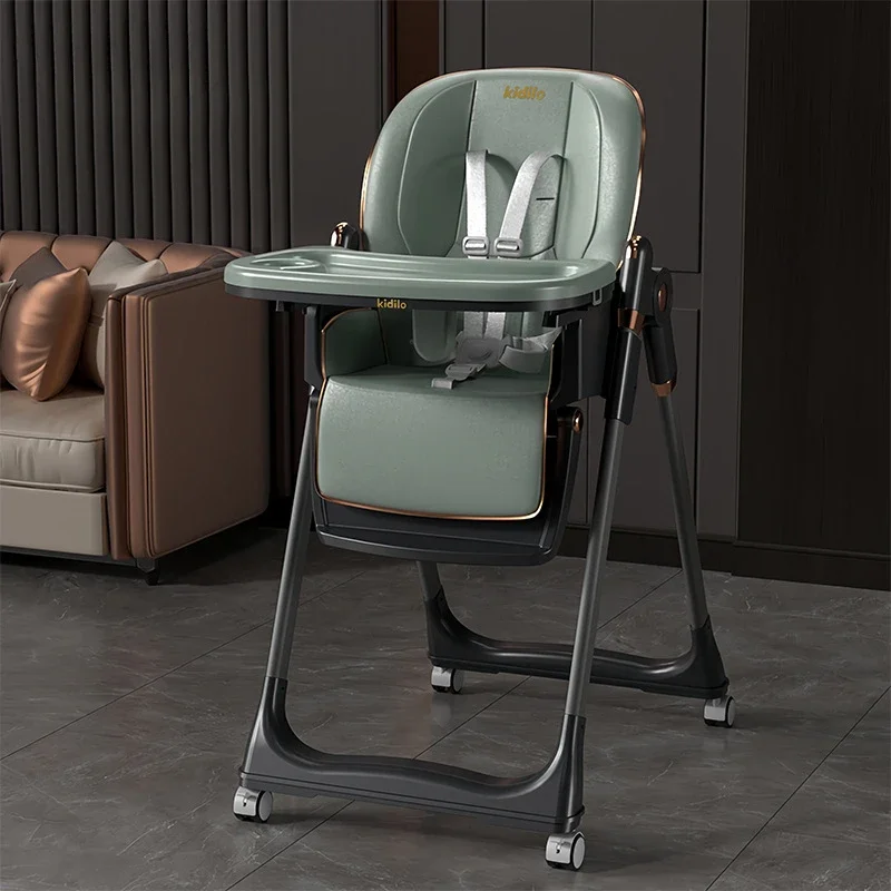 Cadeira de jantar para bebês, mesa de jantar infantil, assento e dormir ajustáveis, dobrável com um clique, cadeira de mesa multifuncional