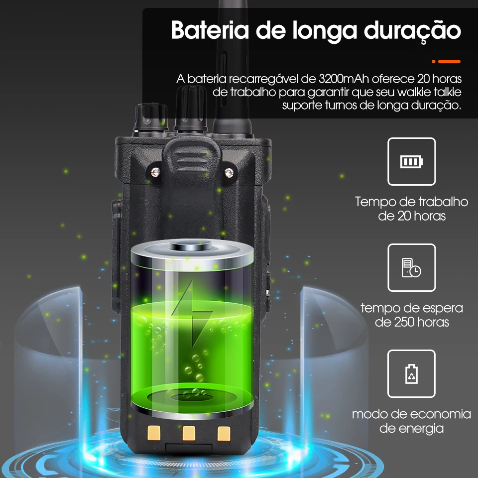 10W Radio Comunicador Profissional Longo Alcance RT29 Walkie Talkie à Prova D'água IP67 Profesional Radio ht Portáti Radios Comunicadores Longa Distância UHF Fazenda Fábrica Armazém Floresta