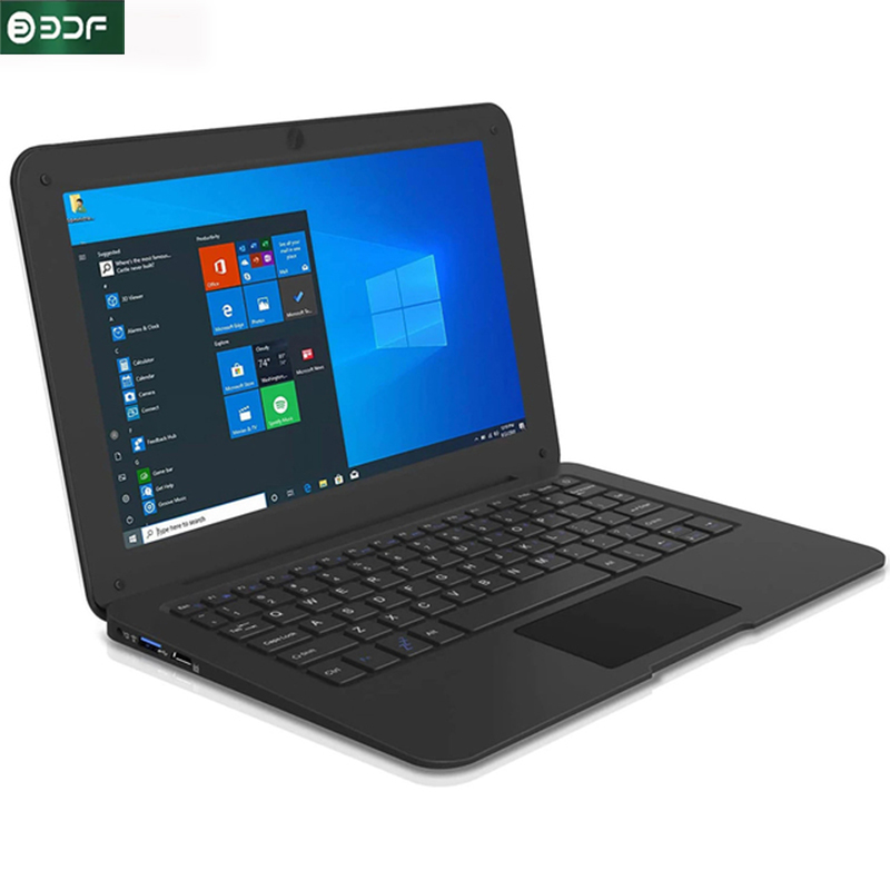 Computador portátil de 10,1 polegadas Windows 10 OS pré-instalado Quad Core 3GB + 64GB Netbook HDMI Webcam Office (preto)