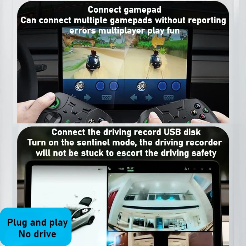 Handschoenenkastje Docking Station voor Tesla Model 3 Y 3+ Y Juniper USB Hub Poorten Auto 4-in-1 USB Extender Oplader Upgrade Gegevensoverdracht