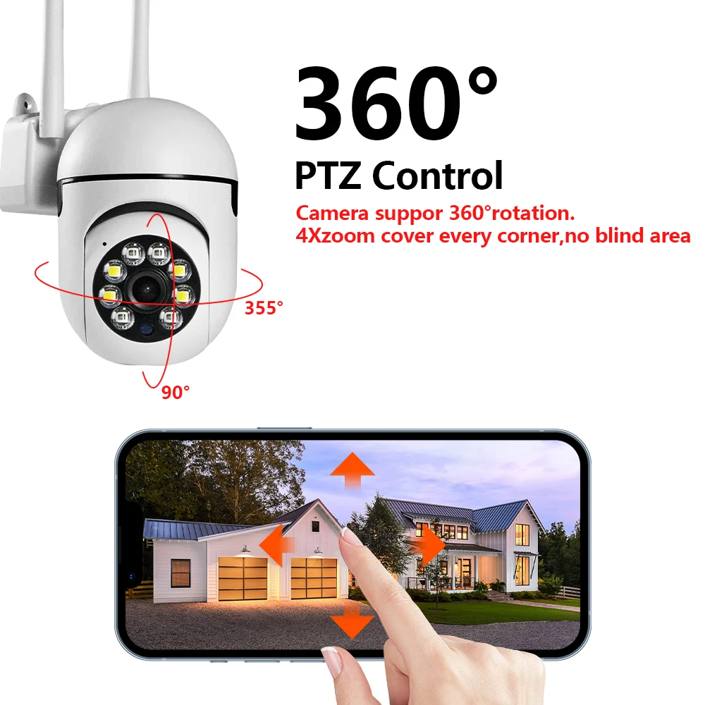 8MP Wifi 監視カメラカラーナイトビジョン WiFi カメラ自動追跡ワイヤレスカメラセキュリティ保護屋外 Monito