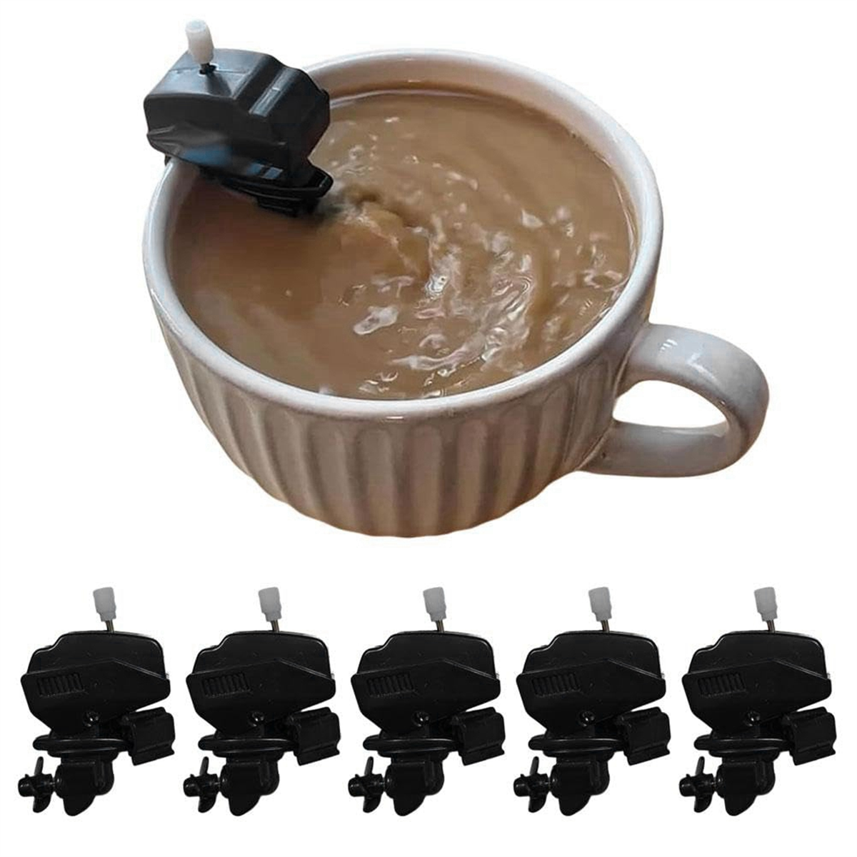 BABQ 10PCS Boat Motor Coffee Stirrer, Stainless Steel Clip Drink Mixer, Novelty Miniature Boat Engine