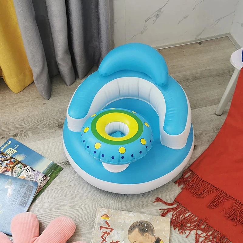 Assento inflável para sofá de bebê, bomba de ar embutida, cadeira de apoio para as costas infantil, cadeira portátil para chá de bebê, assento de chão, banco de banho