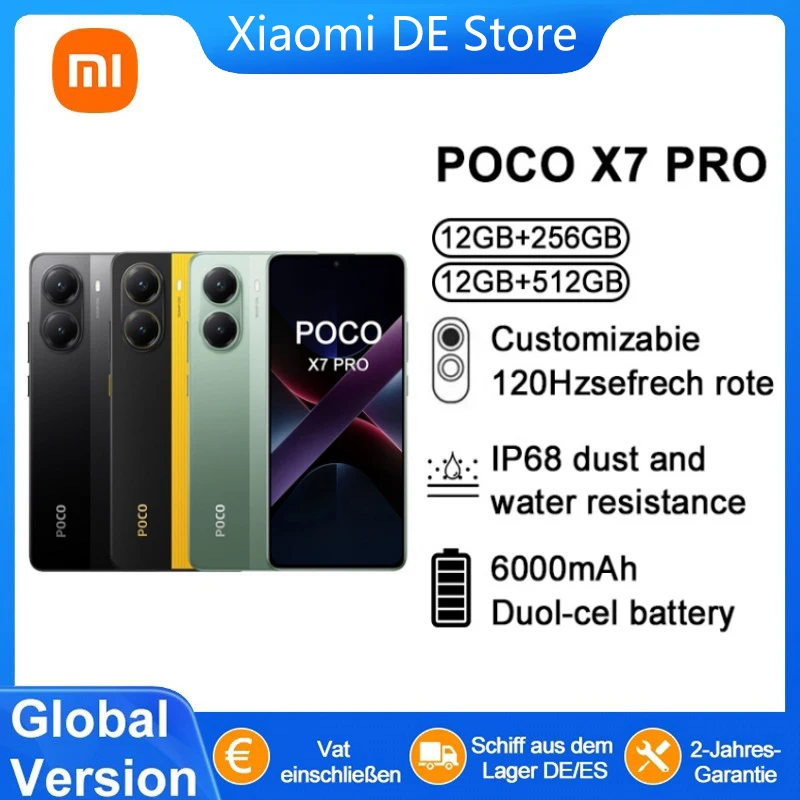 【Marchio+】POCO X7 Pro Smartphone Dimensity 8400-Ultra 6000mAh 90W HyperCharge Display AMOLED da 6,67" NFC Xiaomi HyperOS 2
