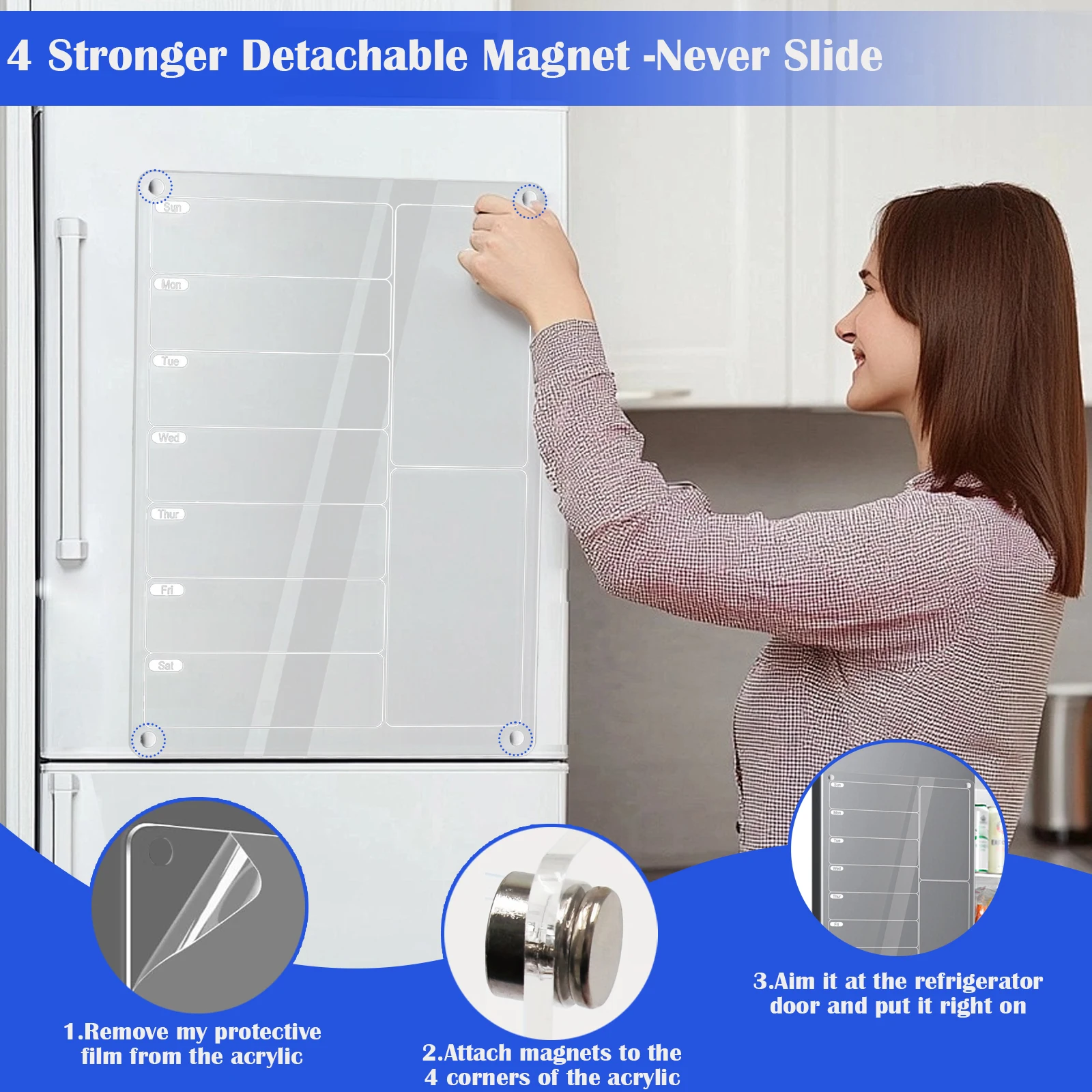 Magnetic Board Acrylic Calendar Fridge Dry Erase White Wall Grocery List Fridge Board Dry Erase Board Daily To Do List this week