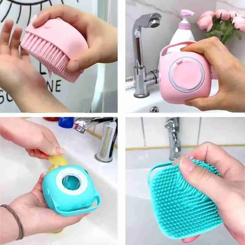Cepillo de baño con gancho de silicona suave para Baby Showers, limpieza de barro, eliminador de suciedad, masaje, exfoliante de espalda, duchas, cepillos no tóxicos de burbujas