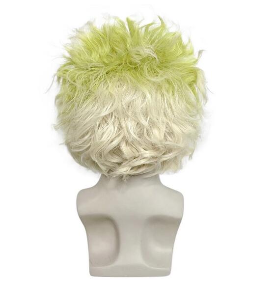コスプレウィッグ,短いウェーブのかかったハーフボール,ヘアライン,ピエロのラバートップ,8インチ,グリーン,老人,学校,ハロウィーン,クリスマスコスチューム