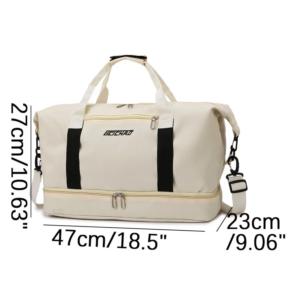Bolsa de viagem de grande capacidade para homens e mulheres, impermeável saco de esportes, mensageiro feminino, molhado e seco, moda