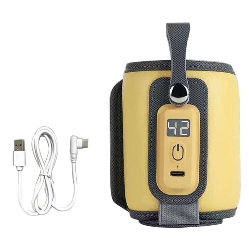 W3JF calentador de biberones para bebé, dispositivo portátil de viaje en coche, USB, buen aislamiento térmico, 5 engranajes, ajustable y duradero, 38 °C-52 ℃