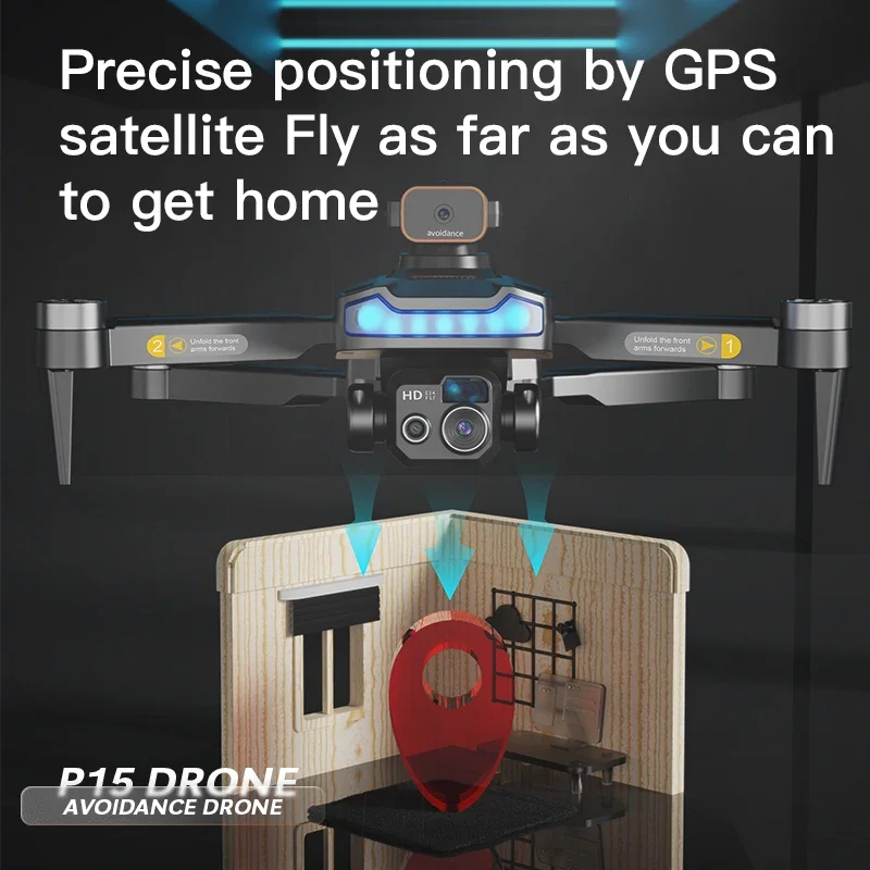 P15 PRO Drone 4K HD Professional Obstacle Avoidance Optical Flow Dual Camera Aerial Photography Dual-Camera Fold Gift New